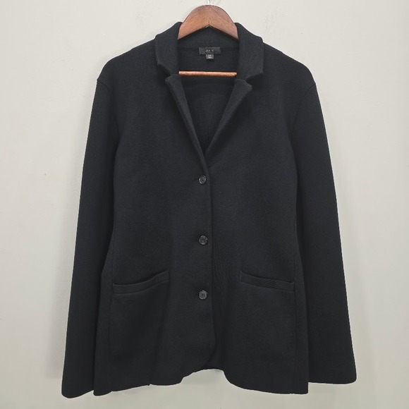 J. Crew Jackets & Blazers - J. Crew Knit Sweater Blazer XL Black Pockets Buttons Office Career Minimalist